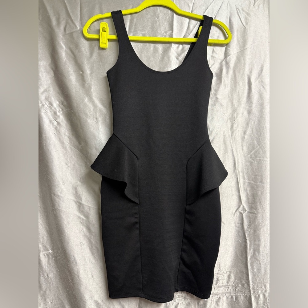 City Streets Black Peplum Mini Dress